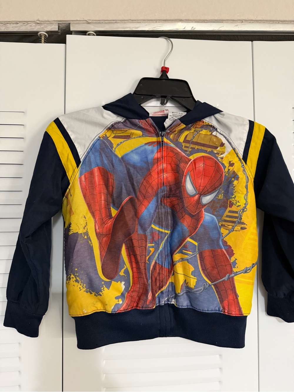 Spiderman Kids Hoodie Jacket - Navy, Yellow, Red